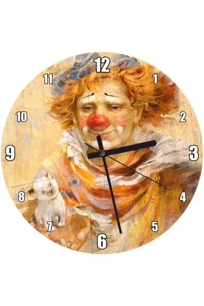 Cakatablo Kitten Clown Wall Clock (Diameter 30X30 cm)