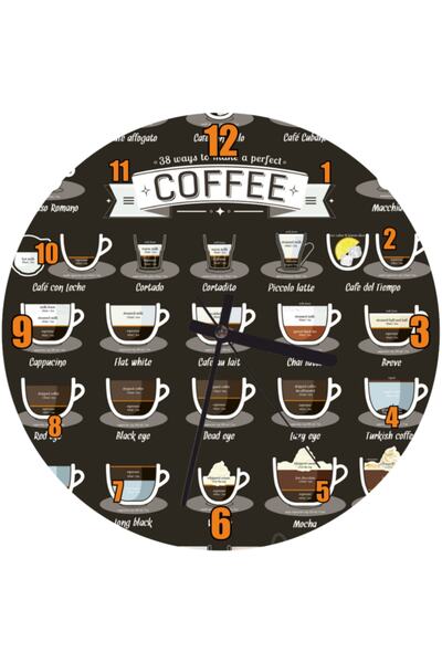 Cakatablo Perfect Coffee's 38 States Wall Clock (Diameter 30X30 cm)