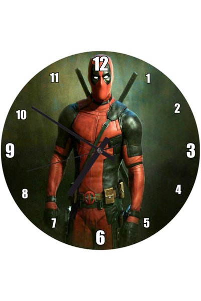 Generic Brand Ceas de perete cu personajul de film Războinicul Deadpool (diam...