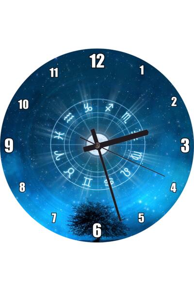 Cakatablo Lonely Tree and Stars in the Sky Visual Wall Clock (Diameter 30X30 cm)