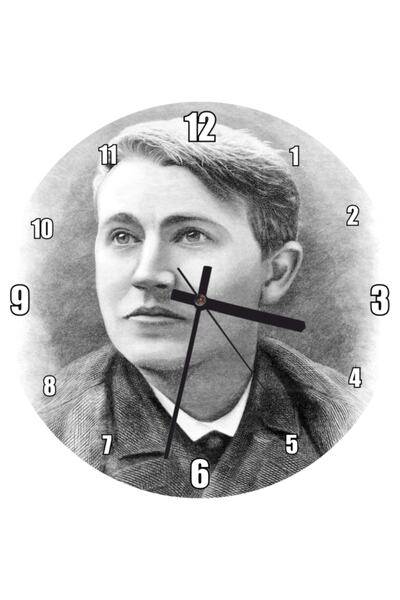 Cakatablo Inventor and Businessman Thomas Alva Edison Portrait Wall Clock (Di...
