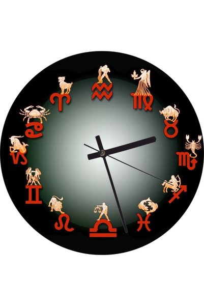 Cakatablo Horoscope Symbols Red Black Visual Wall Clock (Diameter 30X30 cm)