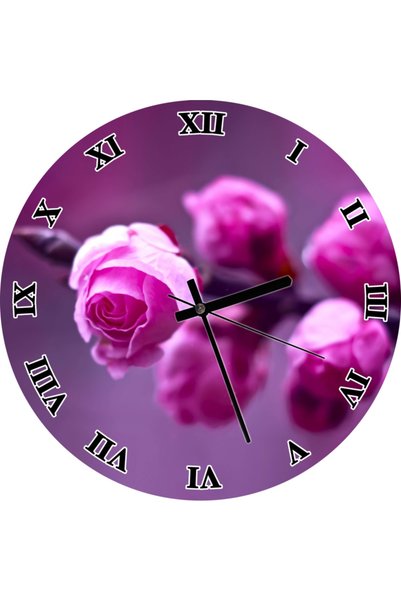 Cakatablo Pink Roses Wall Clock (Diameter 30X30 cm)