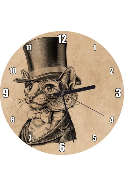 Cakatablo Aristocratic English Cat Wall Clock (Diameter 30X30 cm)
