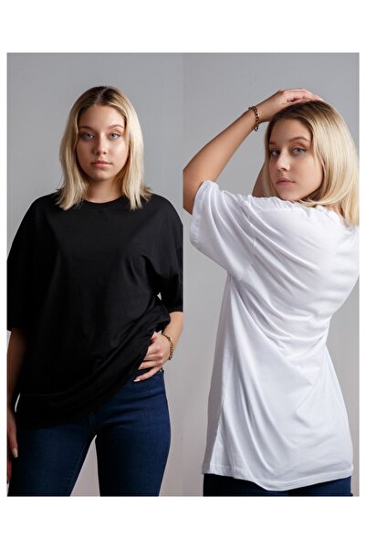 Jooy Company Ασπρόμαυρο T-shirt Oversize 2 Συσκευασία