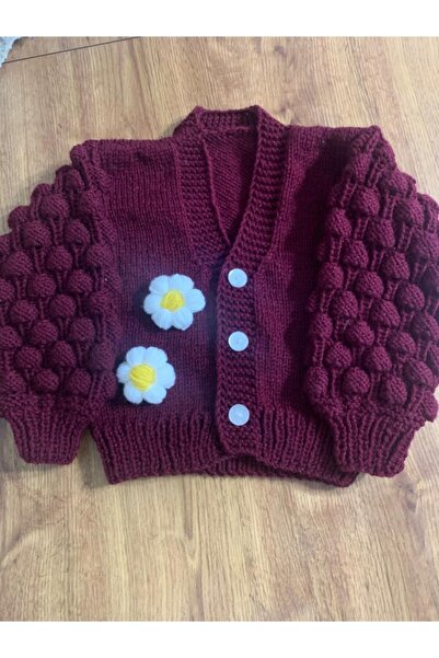 EL ÖRGÜSÜ CİCİ BEBE El Örgüsü Ahududu Ponçik Kız Cocuk Hırka