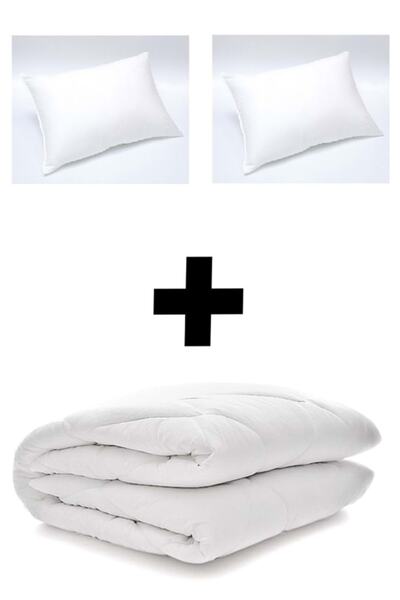 Mandaş Microfiber Double White Silicone Quilt + 2 Pillows