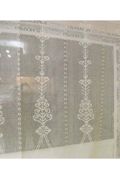 Mandaş Buldan Tül Perde El İşi Dantelli Naturel Makrome Palmiye Desen(Yükseklik 190 Genişlik 200)