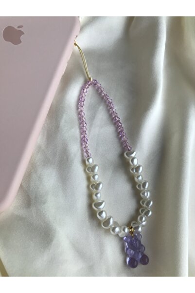 PEONY peonyofficiall Lila Kristal, Inci Ve Lila Ayıcık Detaylı Telefon Charmı...