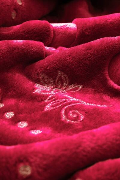 Merinos Pırıltı Embos Double Blanket - Claret Red