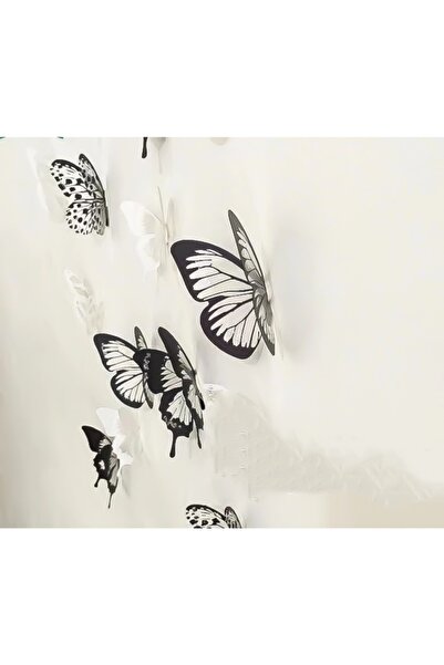 ELSE NIPPON 18 Adet 3d Duvar Sticker Çift Kanatlı Simli Kelebek Pvc Wall Sticker Butterfly