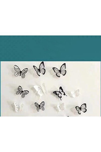 ELSE NIPPON 18 Adet 3d Duvar Sticker Çift Kanatlı Simli Kelebek Pvc Wall Sticker Butterfly