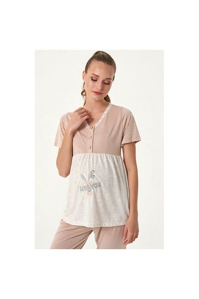 Feyza Pijama Feyza منقوشة بنقاط البولكا - طقم بيجامة للحوامل مكون من 3 قطع