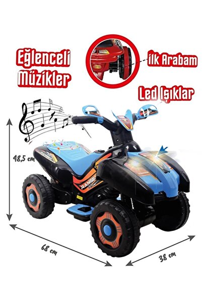 ROBO Led Işıklı Müzikli Akülü Atv-motor Mavi