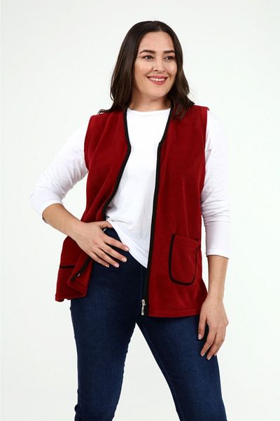 Nehir tekstil Vestă de damă din lână burgundy