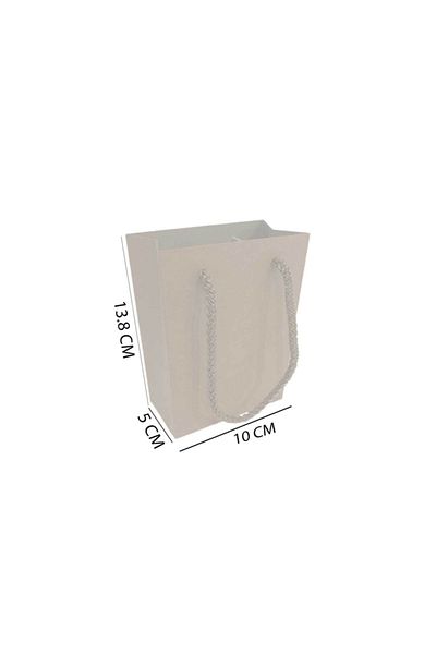 Eminonutoptanci Rope Handle Cardboard Bag Small Size Plain Color 13.8x10x5 Cm - 25 Pieces Blue