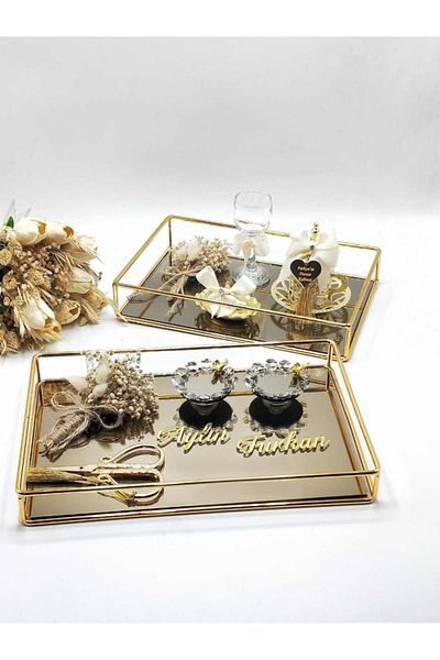 ZEKAAVM 2-Piece Promise Tray Groom's Coffee Engagement Tray