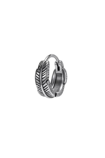northstarshop Vintage Leaf Design Ring Snap 316l Men's Steel Earring (SINGLE)