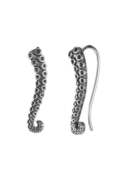 northstarshop Octopus Donukacı Design Stud-Through Vintage Squid Design 316l Steel Earring Pair