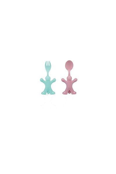 Yetkin Home 2-Piece Kids and Baby Spoon Set with Stand - Food Spoon and Fork Set