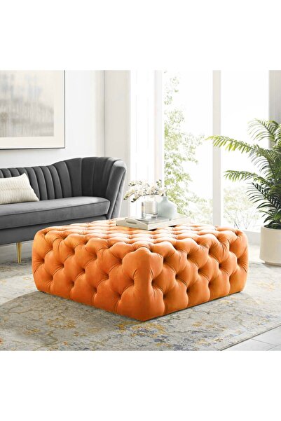 DeccoStil Kapitoneli Kare Puf/bench/orta Sehpa 80*80 Cm Yükseklik 40 Cm