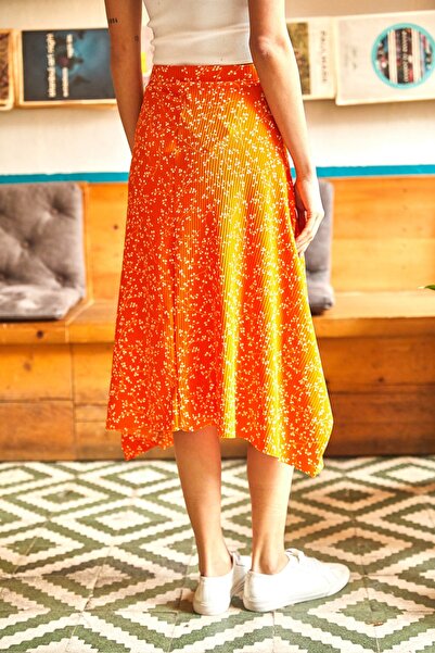 Olalook Жіноча помаранчева спідниця з асиметричним візерунком ETK19000122