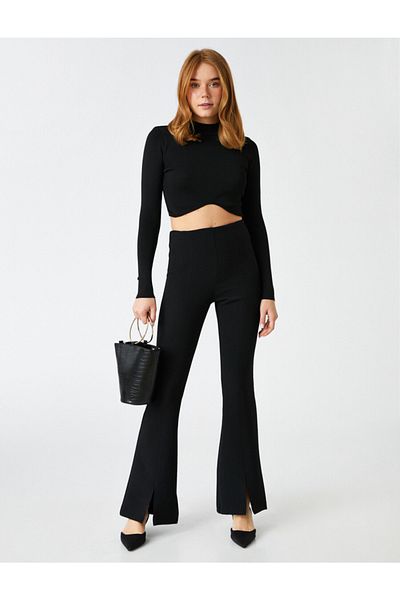 Koton High Waist Slit Trousers