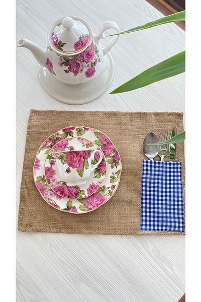 White Alamode Serviciu american de iută bleumarin Gingham