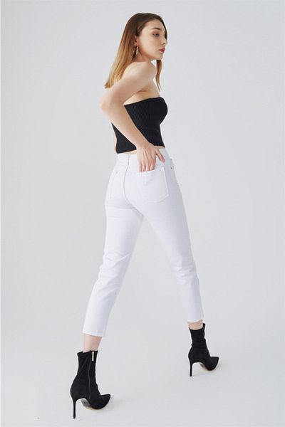 Trn JNS Ramses alb cu talie înaltă S.ü.per Skinny Jeans Pantaloni Jeans (COLECTOR)