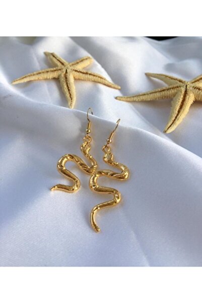 Genel Markalar Kadın Gold Yılan Figürlü Vintage Küpe