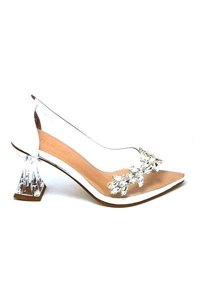 PUNTO 248101   Pantofi de seara de dama alb din piatra transparenta