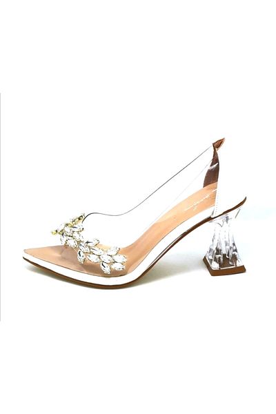 PUNTO 248101   Pantofi de seara de dama alb din piatra transparenta