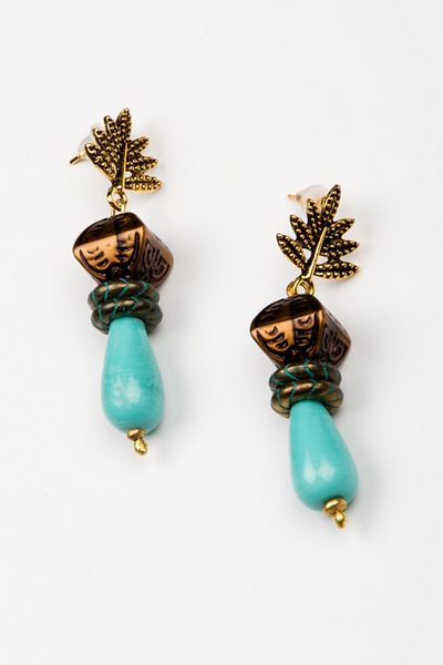 Lila Rosa Natural Stone Ethnic Authentic Earrings