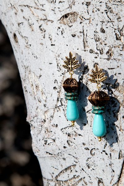 Lila Rosa Natural Stone Ethnic Authentic Earrings