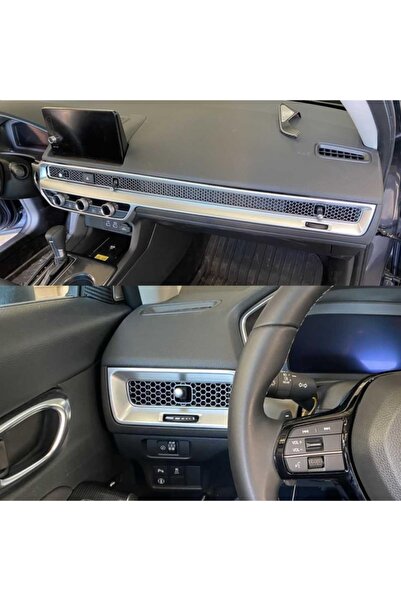 OLED GARAJ Honda Civic Için Uyumlu Göğüslük Kaplama 2 Parça Silver 2022