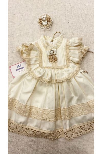 PARK BEBE Baby Girl Evening Dress Old Time Dress with Buckle Accessory 9-24 Months