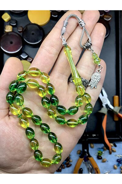 KANUNİ TESBİH Mărgele de rugăciune din lemn de moară verde transparent moară ...
