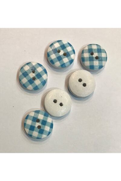 Öztürk Ξύλινο κουμπί με βαμμένο σχέδιο. 1,5 εκ. Συσκευασία των 6.