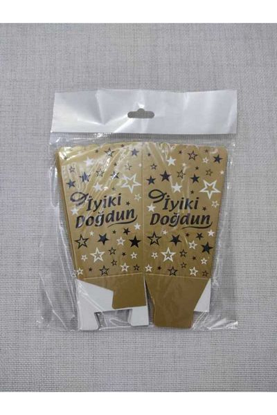 paper go Gold Black Written Star Happy Birthday Corn Box of 8