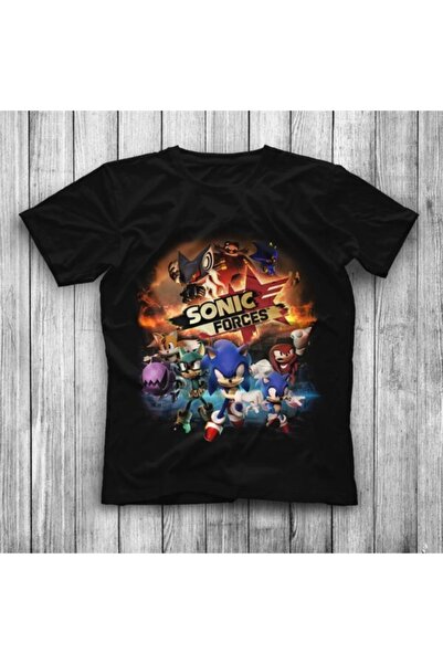 Adrift تي شيرت سونيك القنفذ الأسود للجنسين