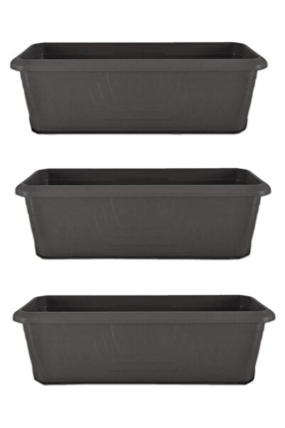 Kumbaraavm Antrasit Dış Mekan Büyük Saksı 60 lt 3 Adet Derin Bahçe Saksısı -T...