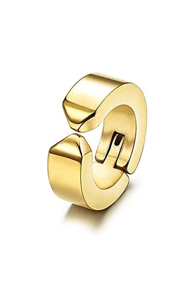 The Collection Gold Men's Women's Stainless Titanium Non-Perforated Earrings Compressed Pinch Steel Earrings