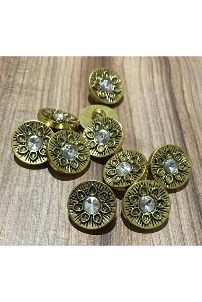 Öztürk Taşlı Sarı Metalize Düğme 2cm. 10'lu Paket.