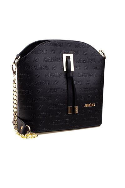 Armine Black Laser Printed Bag with Chain Strap