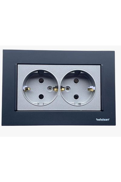 Netelsan Double Grounded Socket Matte Silver Black