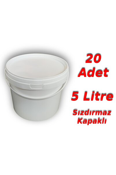 Decotone 5 Lt Plastik Kapaklı Kova Hobi Boya Gıda Yoğurt Kovası Beyaz 20 Adet
