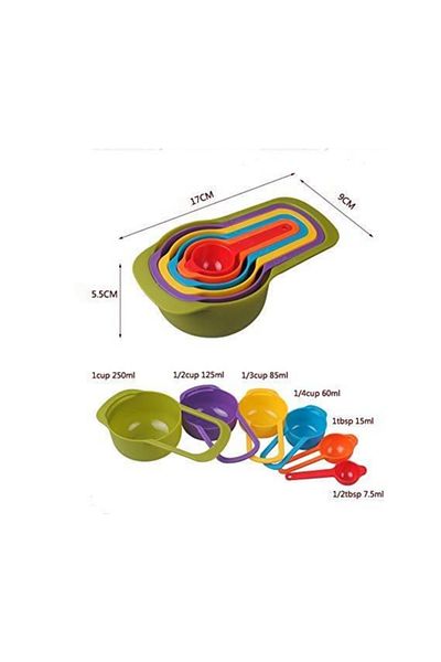 Yetkin Home 5-Piece Plastic Measuring Cup Set - for Cake, Cake and Cookie Preparation