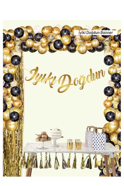 UĞUR BÖCEĞİ PARTY Χρόνια Πολλά Χρυσό Χρώμα Καλλιγραφίας Banner