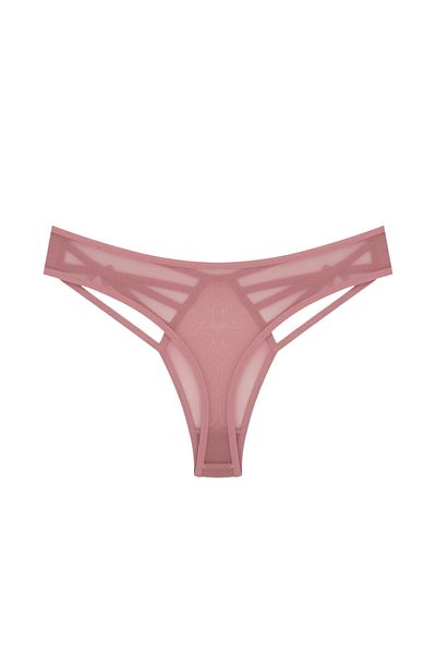 Zena Mink Front and Back Tulle Side Thread Fancy Thong Women's Panties