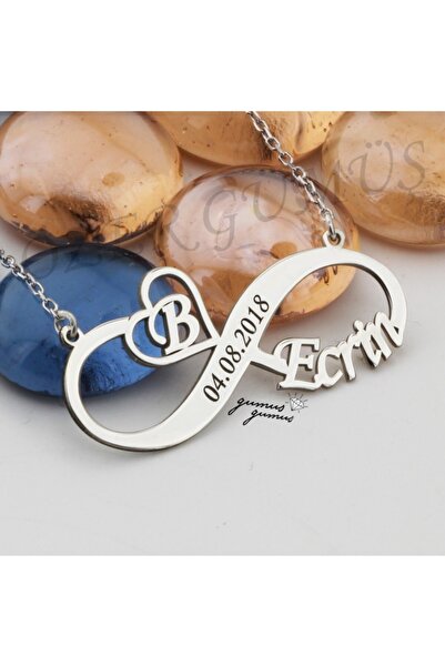 özlem kuyumculuk Isimli Sonsuzluk Gümüş Kolye Kişiye Özel Kolye Sonsuzluk Kol...